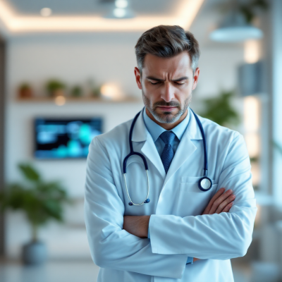 Médico preocupado